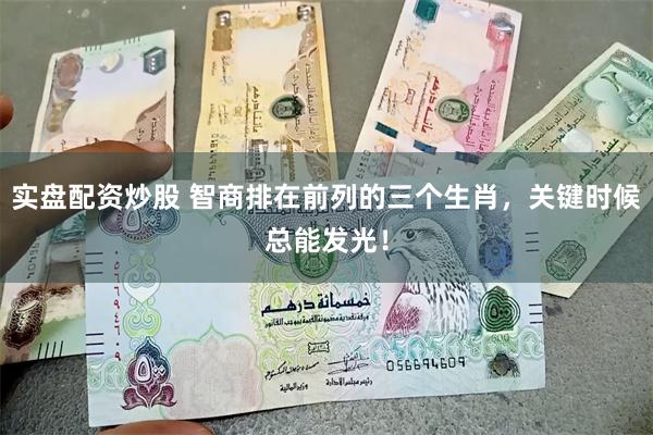 实盘配资炒股 智商排在前列的三个生肖，关键时候总能发光！