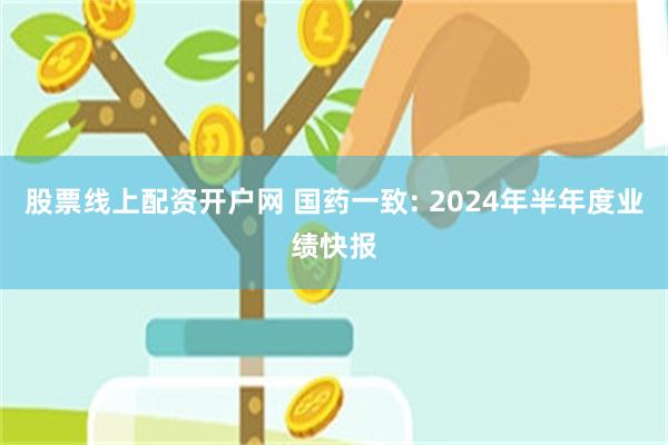 股票线上配资开户网 国药一致: 2024年半年度业绩快报