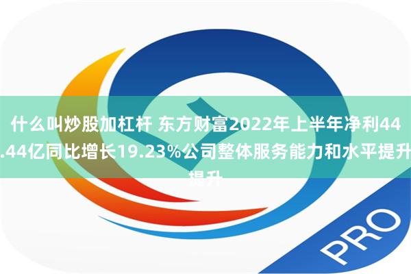 什么叫炒股加杠杆 东方财富2022年上半年净利44.44亿同比增长19.23%公司整体服务能力和水平提升