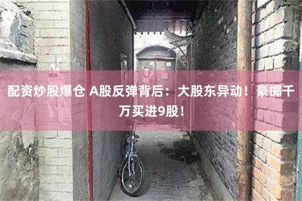 配资炒股爆仓 A股反弹背后：大股东异动！豪掷千万买进9股！