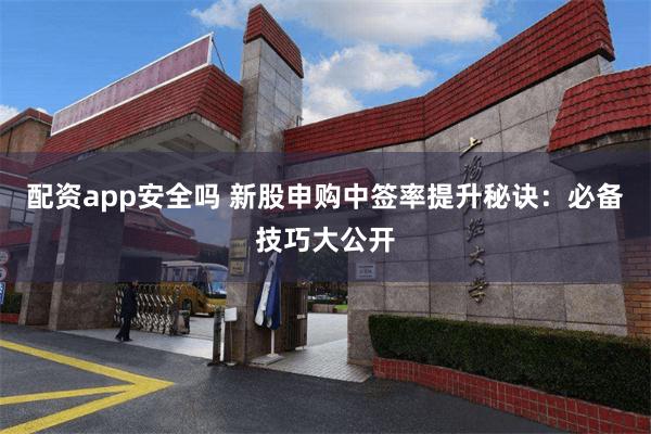 配资app安全吗 新股申购中签率提升秘诀：必备技巧大公开