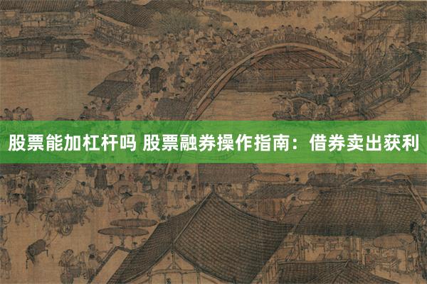 股票能加杠杆吗 股票融券操作指南：借券卖出获利