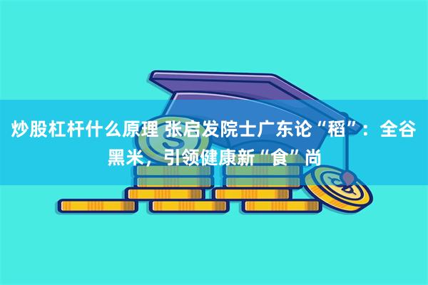 炒股杠杆什么原理 张启发院士广东论“稻”：全谷黑米，引领健康新“食”尚