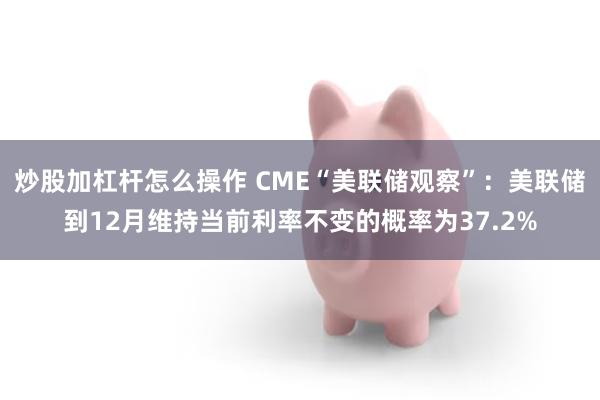 炒股加杠杆怎么操作 CME“美联储观察”：美联储到12月维持当前利率不变的概率为37.2%