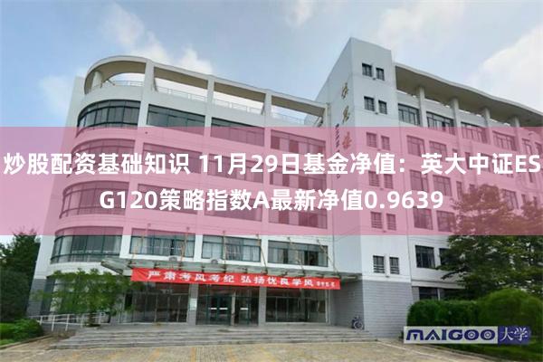 炒股配资基础知识 11月29日基金净值：英大中证ESG120策略指数A最新净值0.9639
